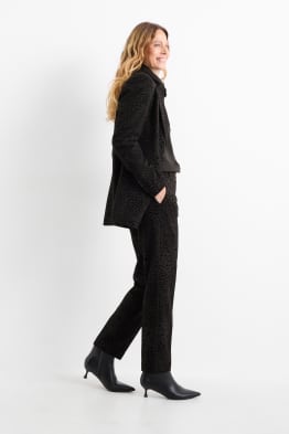 Pantaloni office - talie înaltă - regular fit - imprimeu de leopard