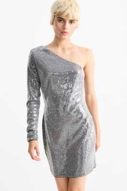 One-Shoulder-Pailletten-Kleid
