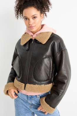 Jachetă din piele shearling falsă - imitație de piele