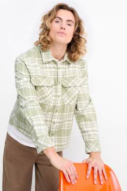 Cămașă din flanel - relaxed fit - guler Kent - în carouri