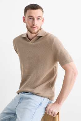 Tricou polo tricotat - regular fit - structurat