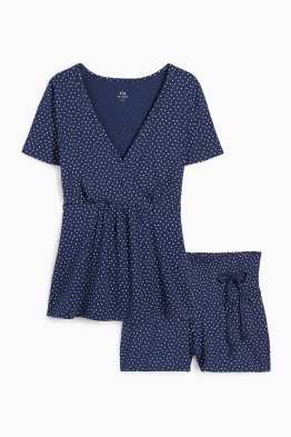 Pijama scurtă pentru alăptare - cu buline