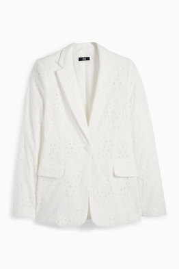 Blazer lung - regular fit - broderie englezească