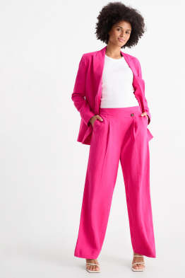 Pantaloni office cu conținut de in - talie înaltă - tapered fit