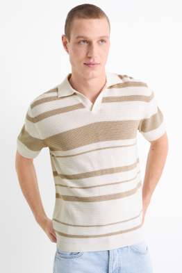 Tricou polo tricotat - cu dungi - structurat