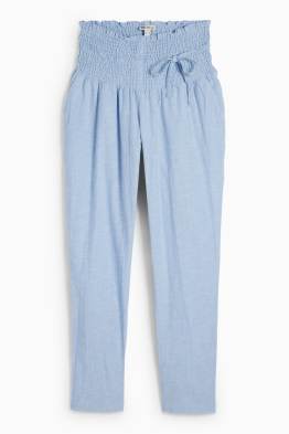Pantaloni de stofă pentru gravide - cu fronseuri