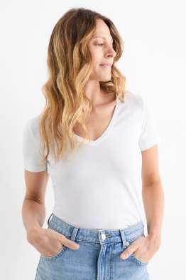 Tricou cu decolteu în V - slim fit