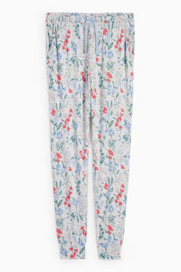 Pantaloni de pijama din viscoză - cu flori