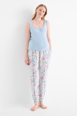 Pantaloni de pijama din viscoză - cu flori