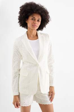 Blazer lung - regular fit - broderie englezească