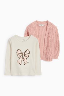 Fundă - set - tricou cu mânecă lungă și cardigan tricotat - 2 piese