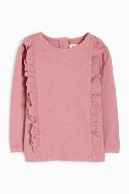 Tricou cu mânecă lungă bebeluși - broderie englezească