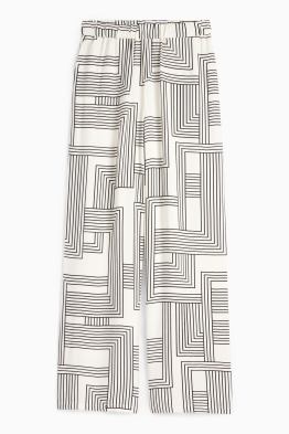 Pantaloni de stofă - talie înaltă - wide leg - cu model