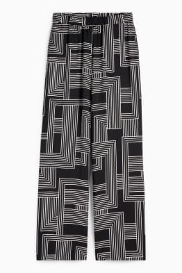 Pantaloni de stofă - talie înaltă - wide leg - cu model