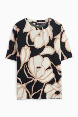 Tricou - regular fit - cu flori - structurat