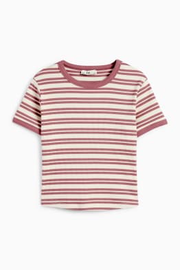 Tricou cu mânecă scurtă - reiat - cu dungi
