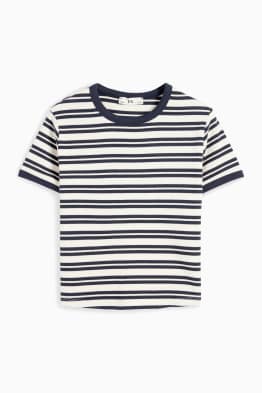 Tricou cu mânecă scurtă - reiat - cu dungi