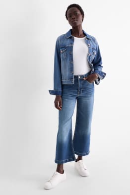Crop wide leg jeans - talie medie