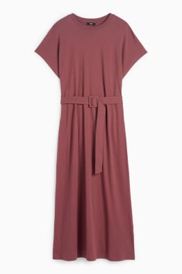 T-shirt-jurk met ceintuur