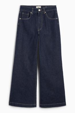 Crop wide leg jeans - talie medie