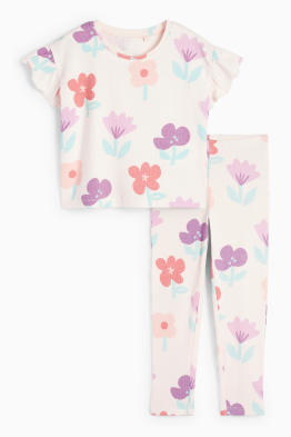 Floare - pijama - reiat - 2 piese