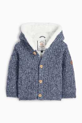 Cardigan tricotat bebeluși, cu glugă - reiat