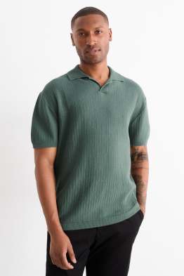 Tricou polo tricotat - relaxed fit - structurat