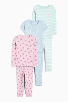 Multipack 3 buc. - inimi și stele - pijama - 6 piese