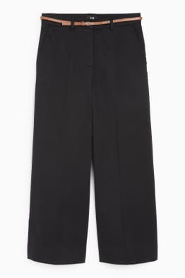 Pantaloni de stofă cu curea - talie înaltă - wide leg