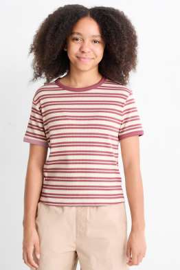 Tricou cu mânecă scurtă - reiat - cu dungi