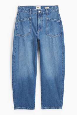 Barrel jeans - talie înaltă