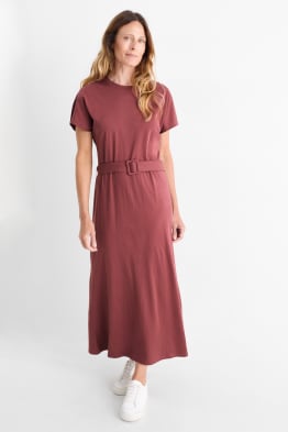 T-shirt-jurk met ceintuur