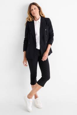 Pantaloni capri cu curea - talie medie - slim fit