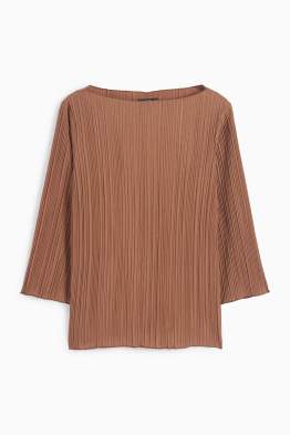 Pleated long sleeve top