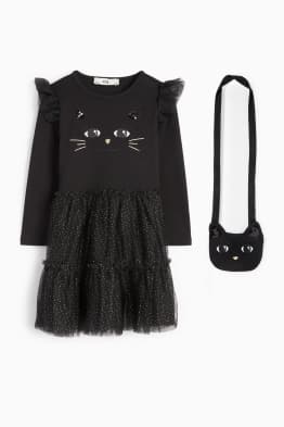 Pisică - set - rochie și geantă - 2 piese