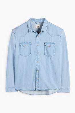 Cămașă din denim - regular fit - guler Kent