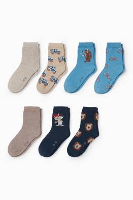 Paquet de 7 - vehicles i animals - mitjons amb dibuix
