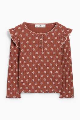 Tricou cu mânecă lungă - reiat - cu flori