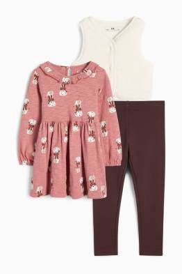 Câine - set - rochie, vestă și colanți - 3 piese