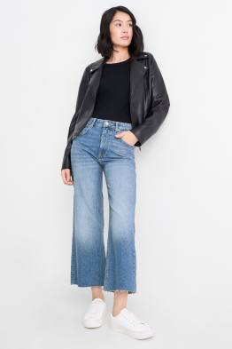 Crop wide leg jeans - talie medie