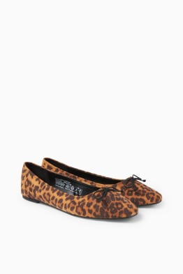 Balerine - imitație de piele întoarsă - imprimeu de leopard