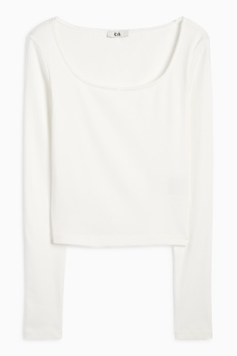 Tricou crop cu mânecă lungă - reiat