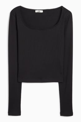 Tricou crop cu mânecă lungă - reiat