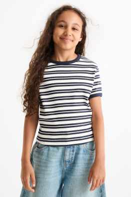 Tricou cu mânecă scurtă - reiat - cu dungi