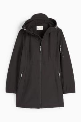 Geacă softshell gravide, cu glugă și cu inserție pentru bebeluși