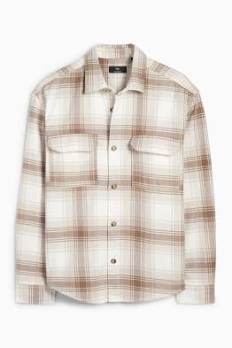 Cămașă din flanel - relaxed fit - guler Kent - în carouri