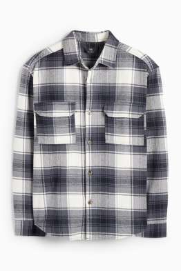 Cămașă din flanel - relaxed fit - guler Kent - în carouri