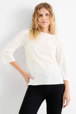 Tricou plisat cu mânecă lungă