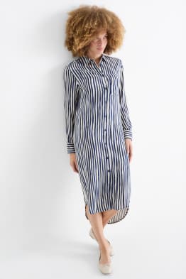 Rochie tip bluză din viscoză - cu dungi