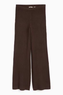 Pantaloni tricotați - talie înaltă - reiați